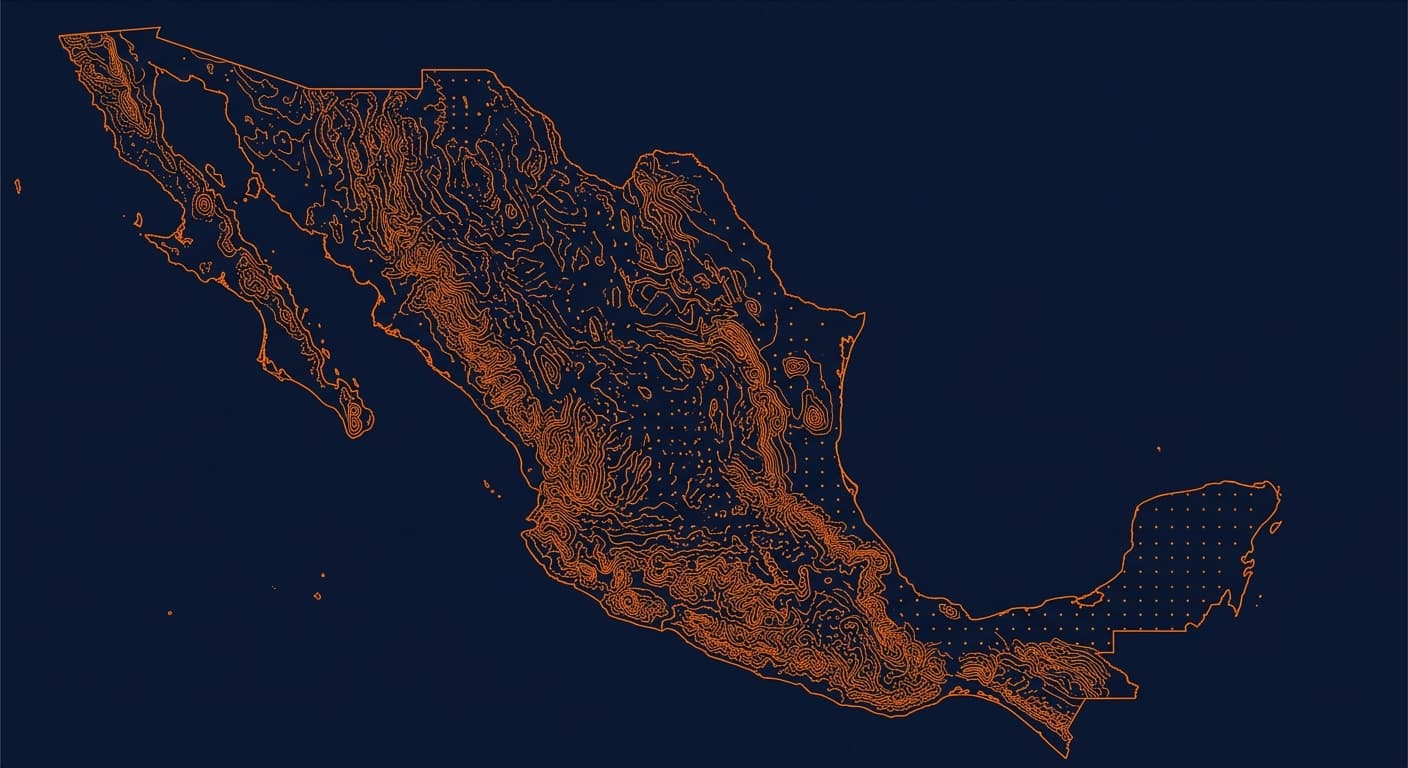 Mapa de México con la ruta de envío desde Baja California